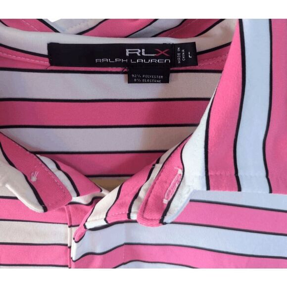 RALPH LAUREN Lisle Club Striped Short Sleeve Polo Shirt Size Large - Picture 4 of 4